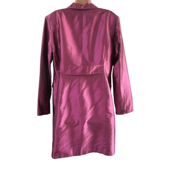 Mulberry Purple Silk Shantung Duster Coat Lined Three Button 16 Allison Taylor E - Picture 2 of 16